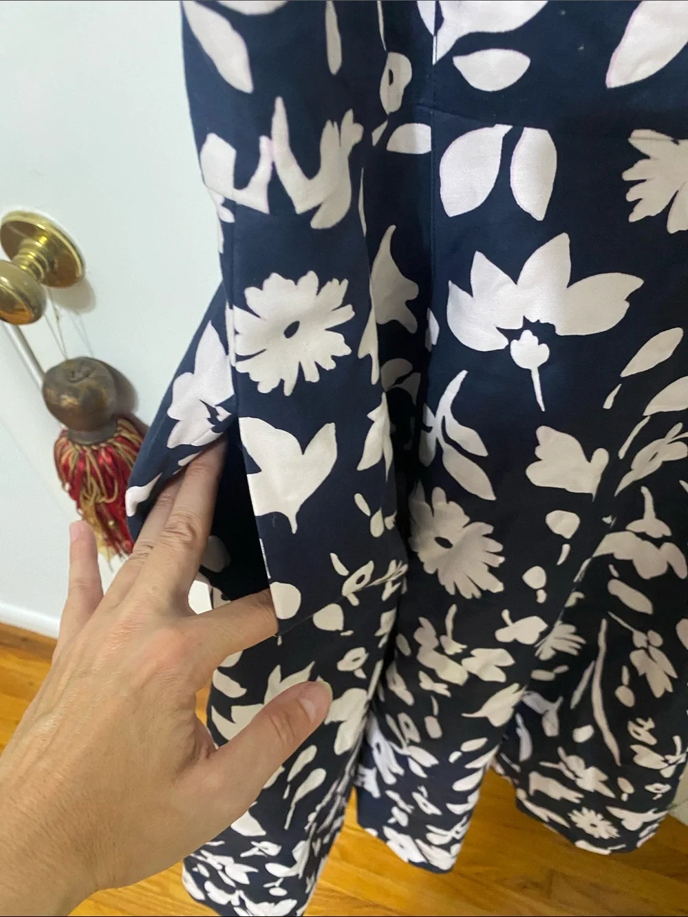 kate spade Navy and Light Pink One-Shoulder Floral Dress